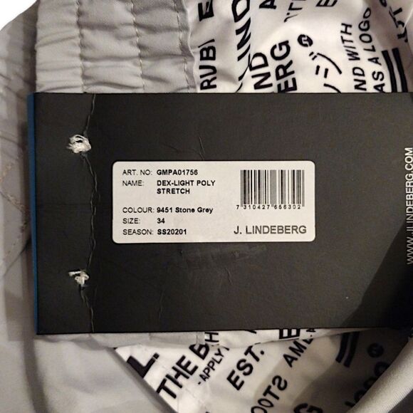 J. LINDEBERG Dex-Light Poly Stretch Shorts, Size 34, Stone Grey, NWT - Picture 6 of 9